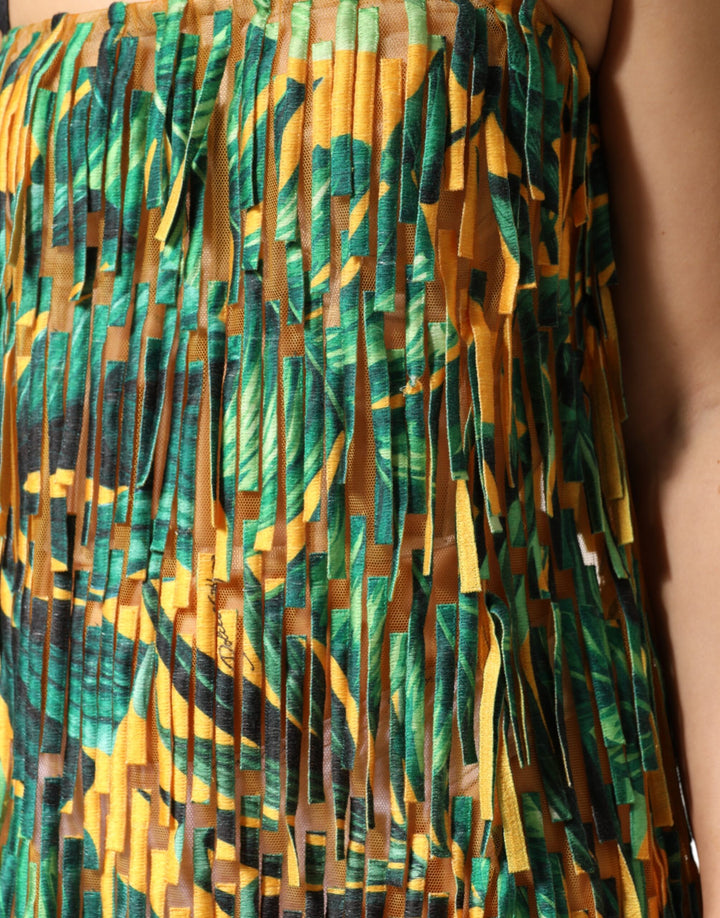 Dolce & Gabbana Multicolor Tropical Print Fringe Maxi Dress by Dolce & Gabbana outlet now on sale