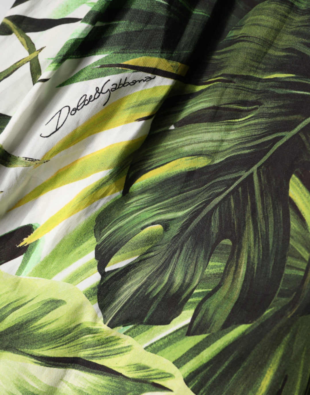 Dolce & Gabbana Green Leaves Print Cotton Halter Midi Dress by Dolce & Gabbana outlet now on sale