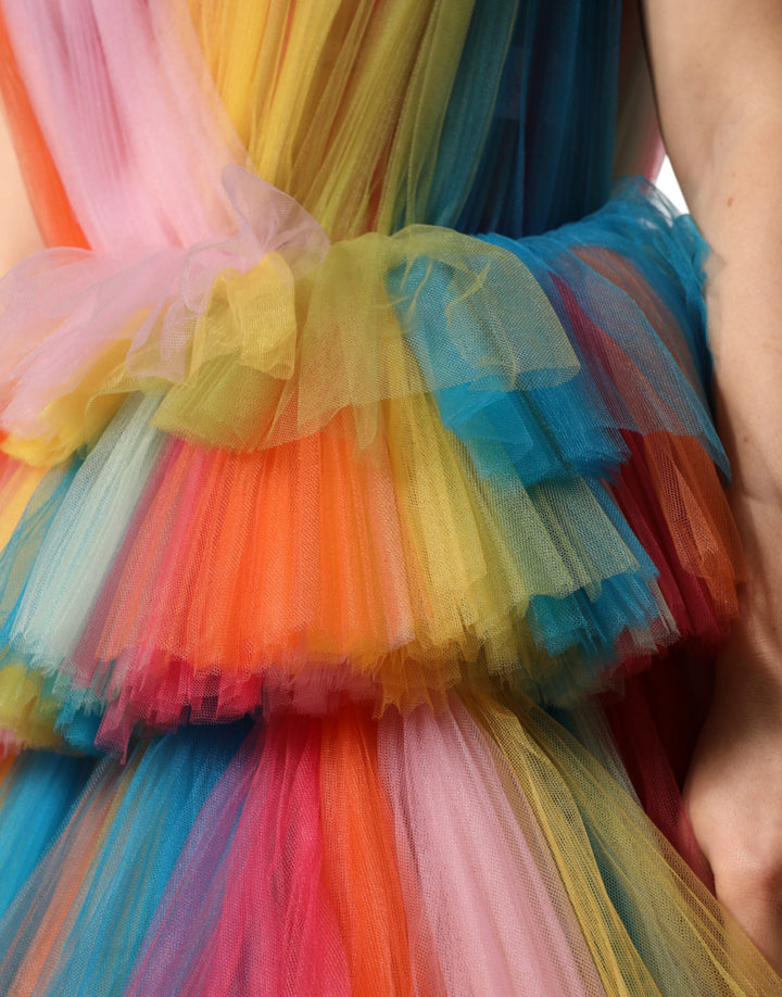 Dolce &amp; Gabbana Sample Sale Dolce &amp; Gabbana Multicolor Nylon Tiered Tulle Midi Dress - | Designer outlet