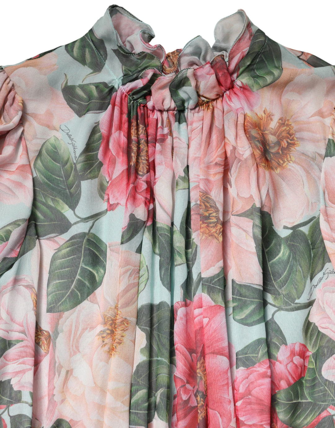 Dolce & Gabbana Multicolor Floral Silk Chiffon Pleated Mini Dress by Dolce & Gabbana outlet now on sale