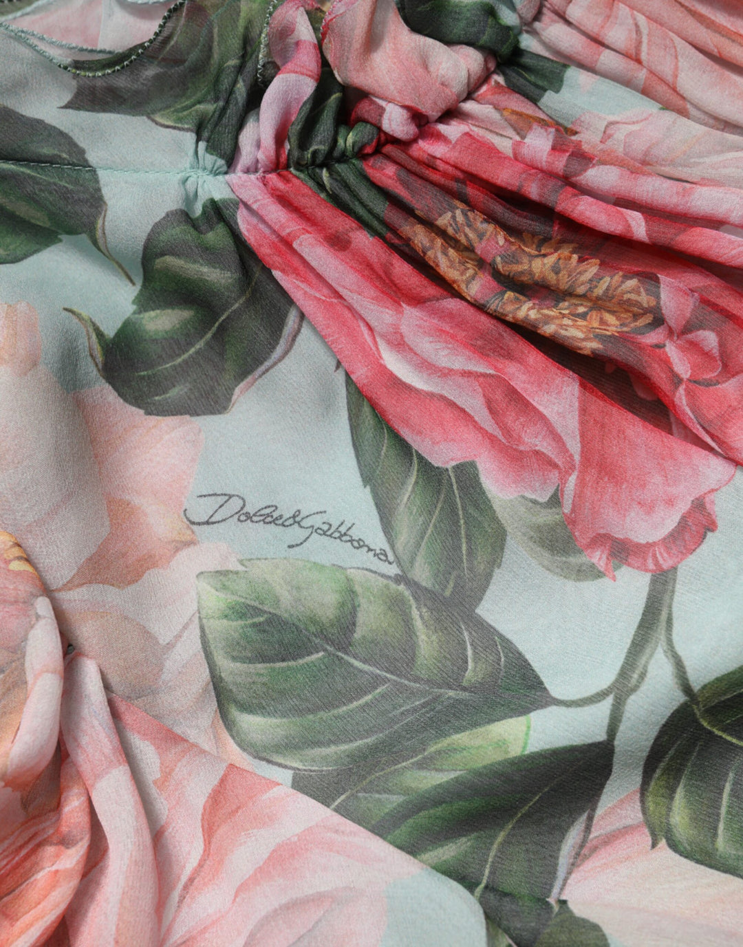 Dolce & Gabbana Multicolor Floral Silk Chiffon Pleated Mini Dress by Dolce & Gabbana outlet now on sale