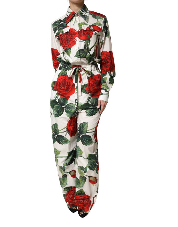 Dolce &amp; Gabbana White Floral Print Cotton Jumpsuit Dress by Dolce &amp; Gabbana outlet now on sale