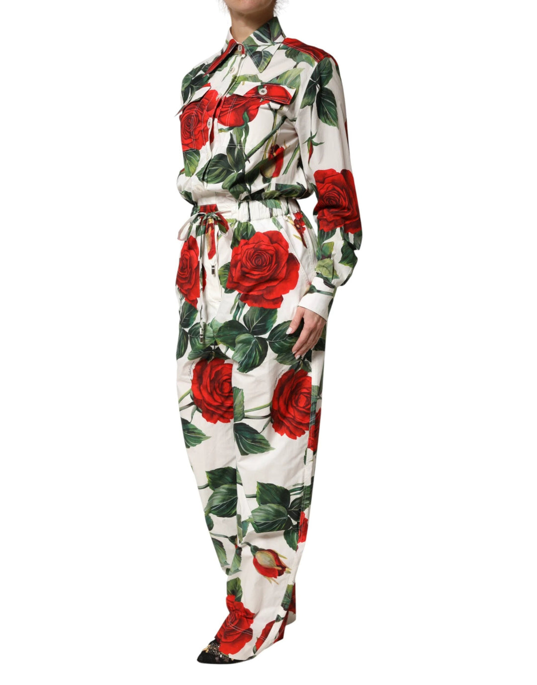 Dolce &amp; Gabbana White Floral Print Cotton Jumpsuit Dress by Dolce &amp; Gabbana outlet now on sale
