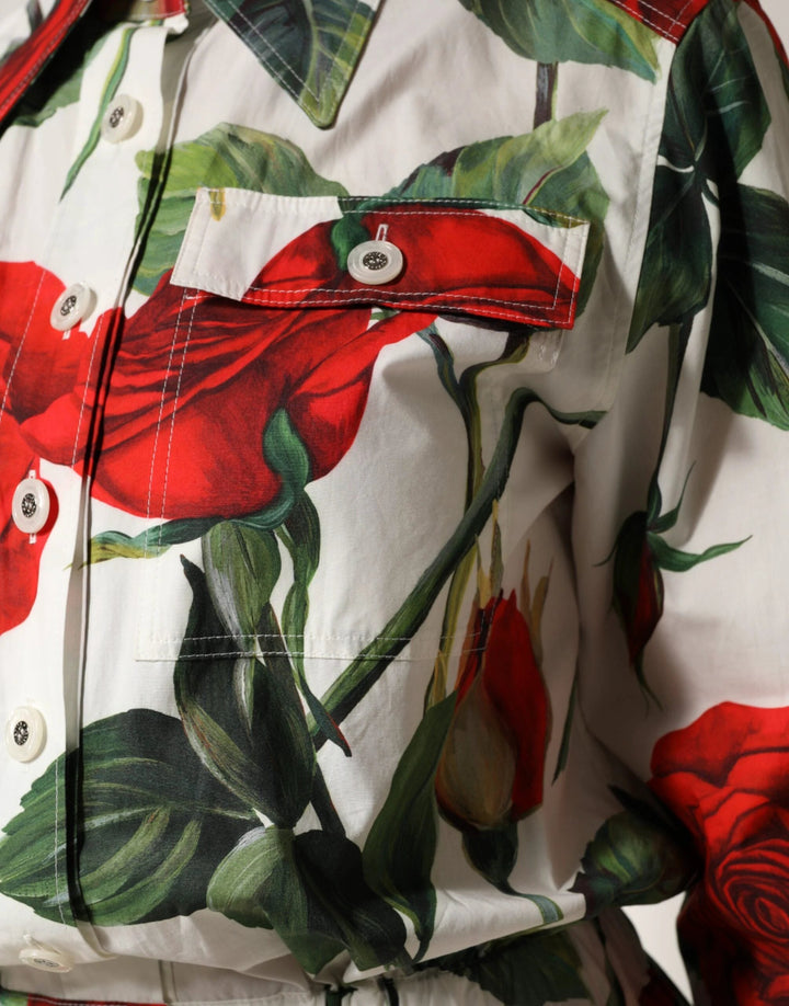 Dolce &amp; Gabbana White Floral Print Cotton Jumpsuit Dress by Dolce &amp; Gabbana outlet now on sale
