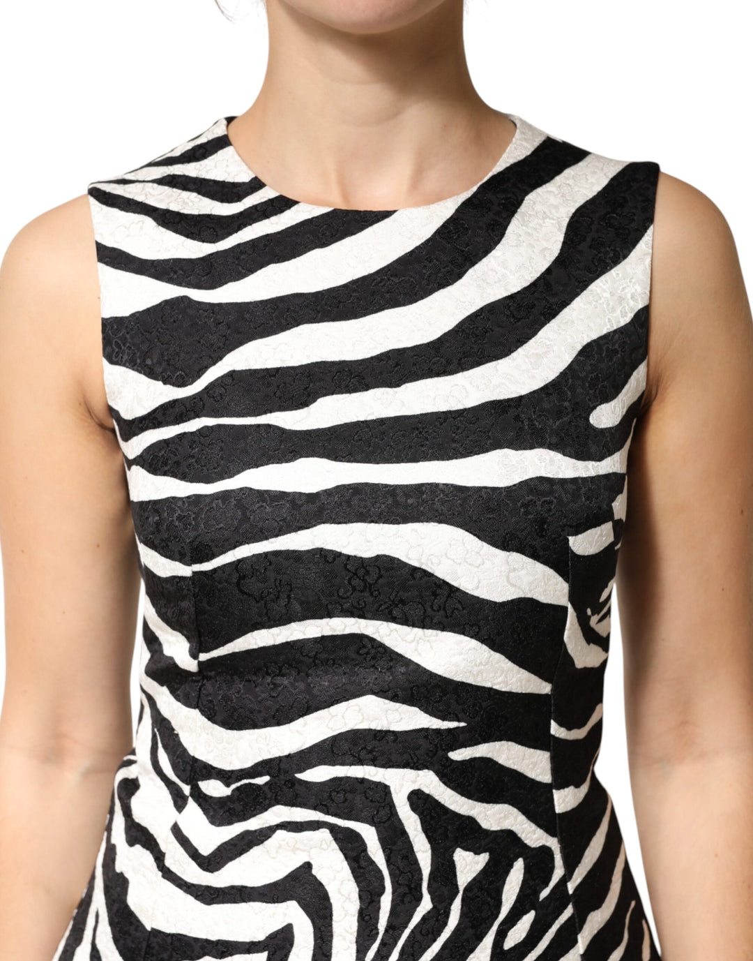 Dolce & Gabbana Black White Zebra Sleeveless A-line Dress by Dolce & Gabbana outlet now on sale