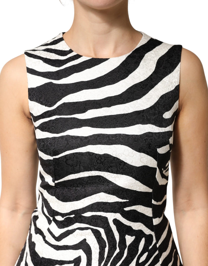 Dolce & Gabbana Black White Zebra Sleeveless A-line Dress by Dolce & Gabbana outlet now on sale