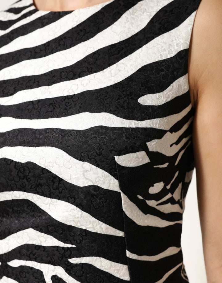Dolce & Gabbana Black White Zebra Sleeveless A-line Dress by Dolce & Gabbana outlet now on sale