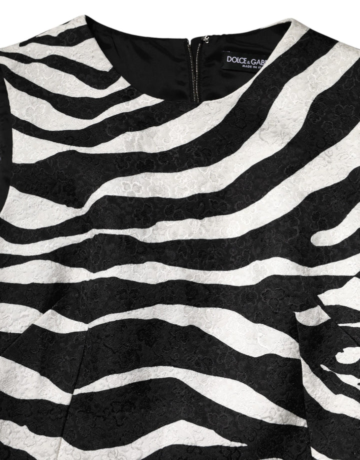 Dolce & Gabbana Black White Zebra Sleeveless A-line Dress by Dolce & Gabbana outlet now on sale
