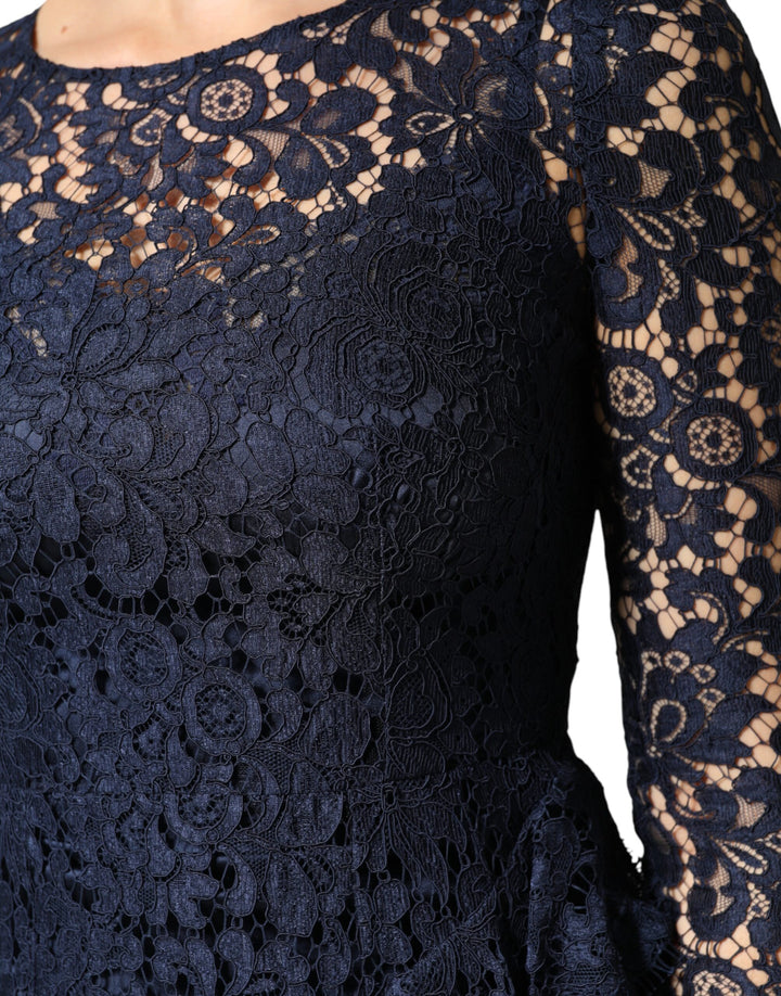 Dolce & Gabbana Blue Lace Ruffle A-line Knee Length Dress by Dolce & Gabbana outlet now on sale