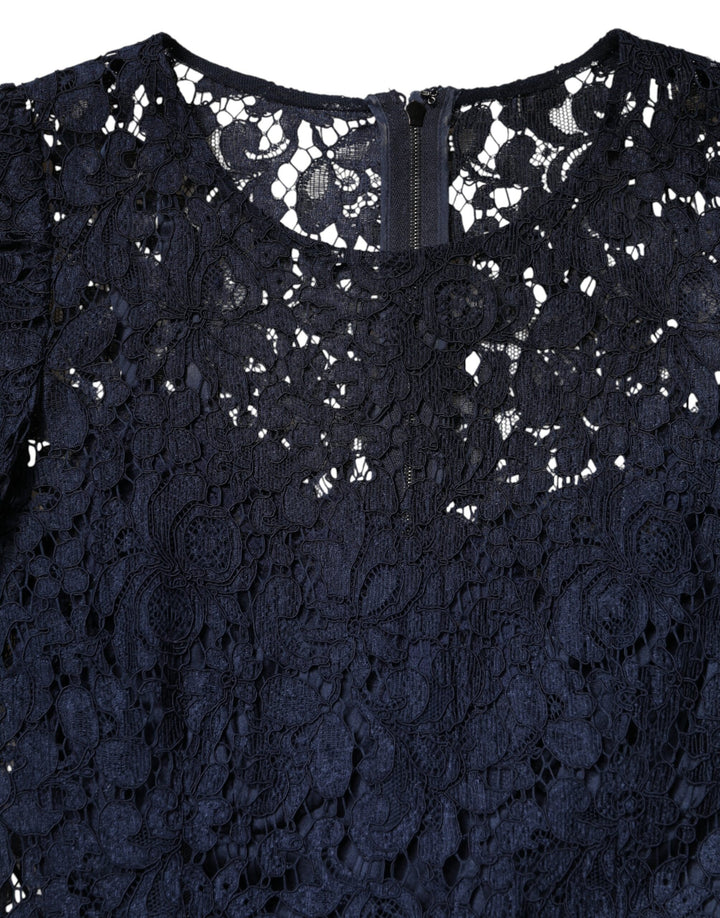 Dolce & Gabbana Blue Lace Ruffle A-line Knee Length Dress by Dolce & Gabbana outlet now on sale