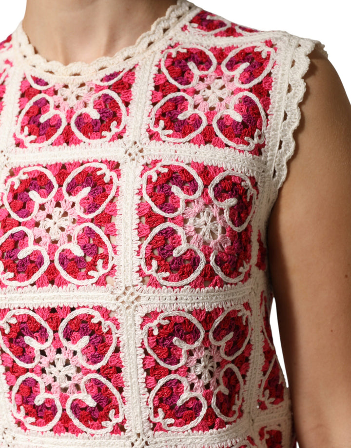 Dolce & Gabbana Multicolor Brick Stitched Crochet Mini Dress by Dolce & Gabbana outlet now on sale
