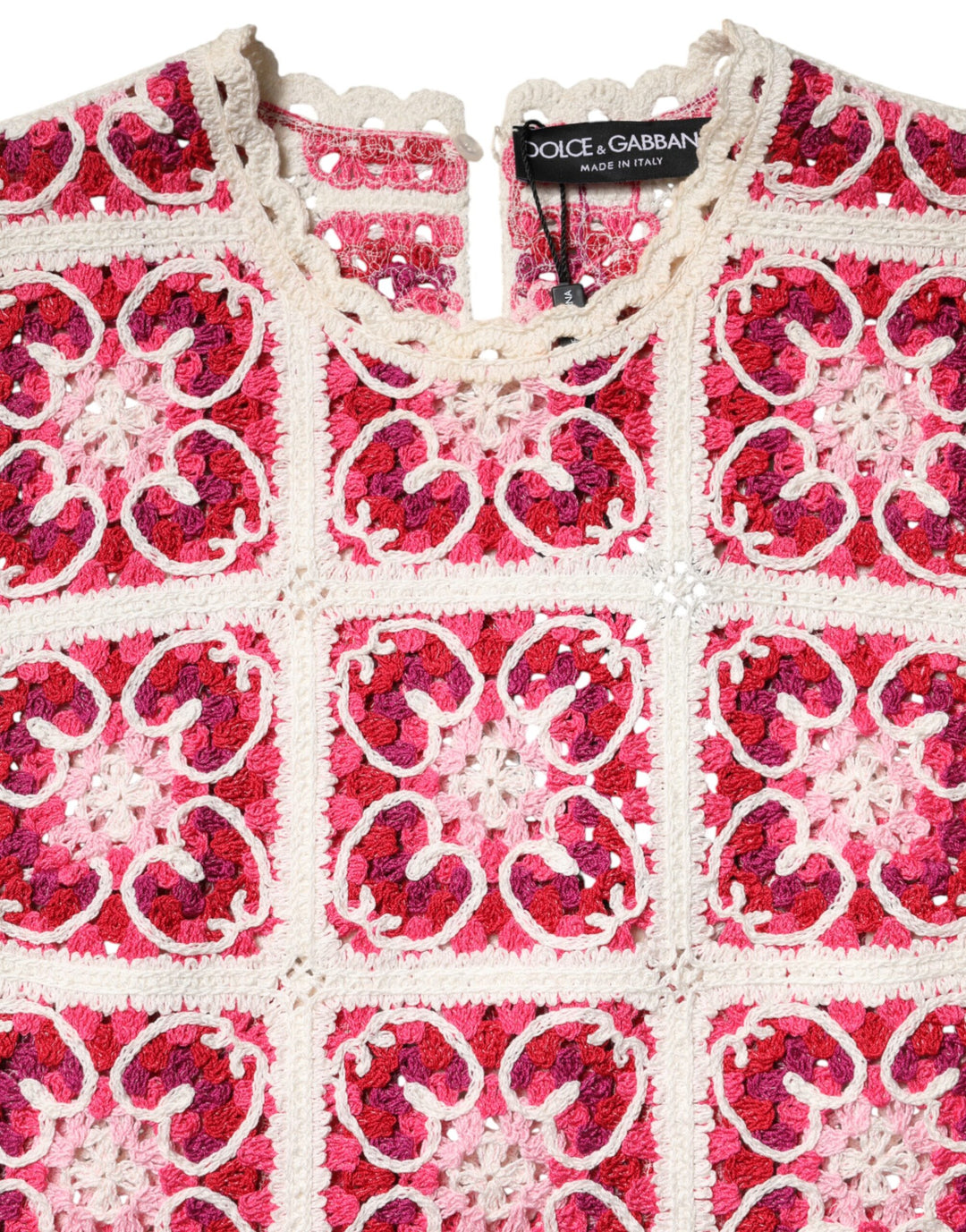 Dolce & Gabbana Multicolor Brick Stitched Crochet Mini Dress by Dolce & Gabbana outlet now on sale