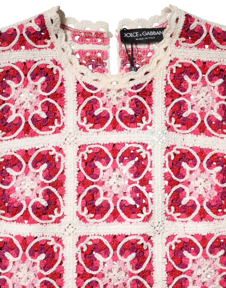 Dolce & Gabbana Multicolor Brick Stitched Crochet Mini Dress by Dolce & Gabbana outlet now on sale