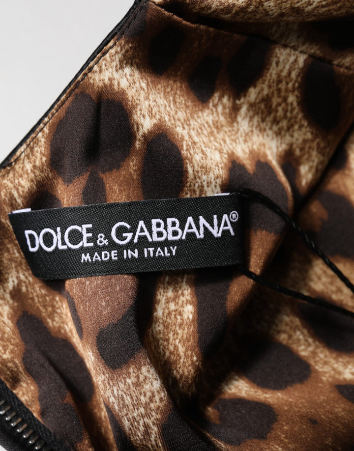 Dolce & Gabbana Black Satin Sheath Midi Cap Sleeves Dress by Dolce & Gabbana outlet now on sale