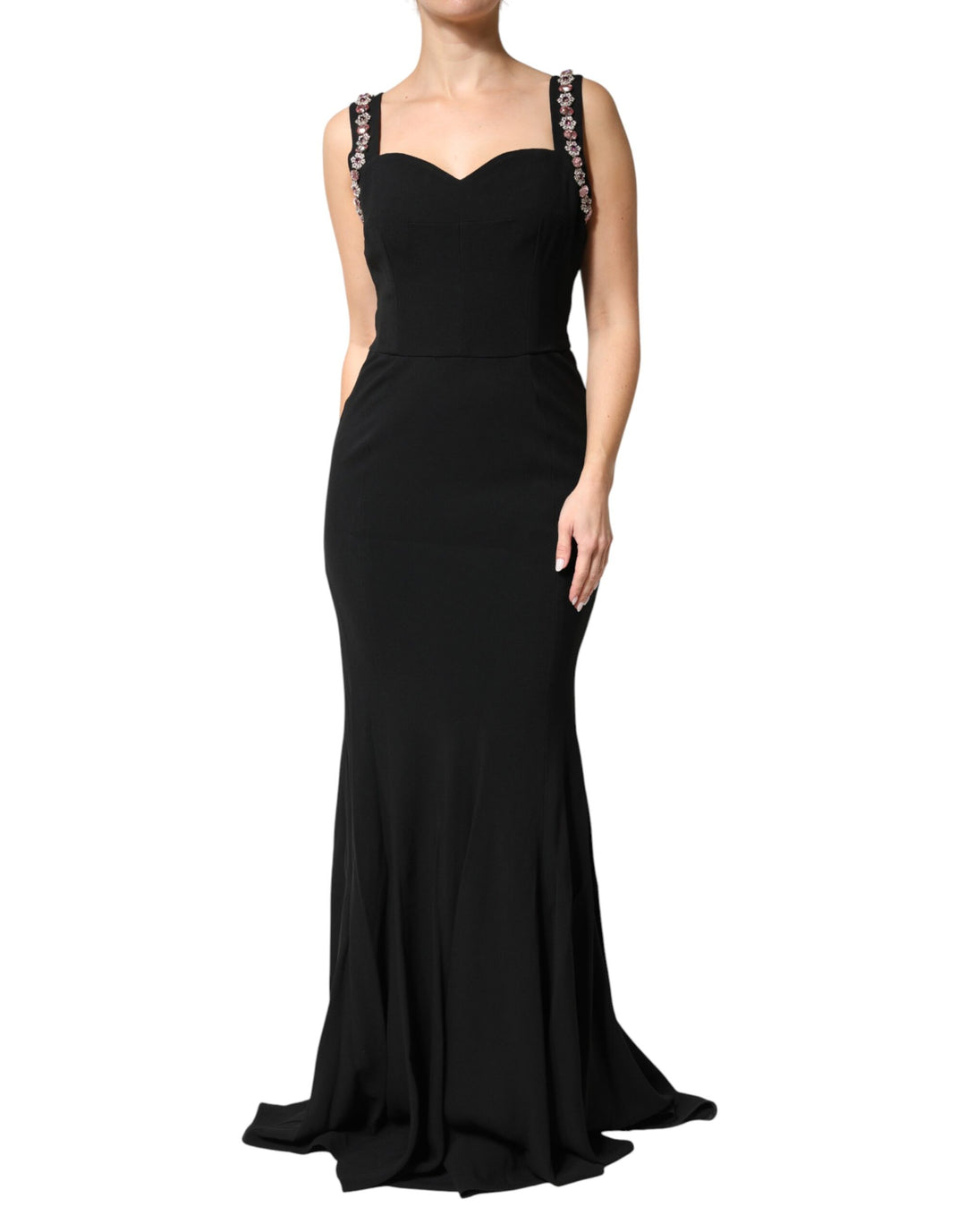 Dolce & Gabbana Black Embellished Bodycon Long Gown Dress by Dolce & Gabbana outlet now on sale