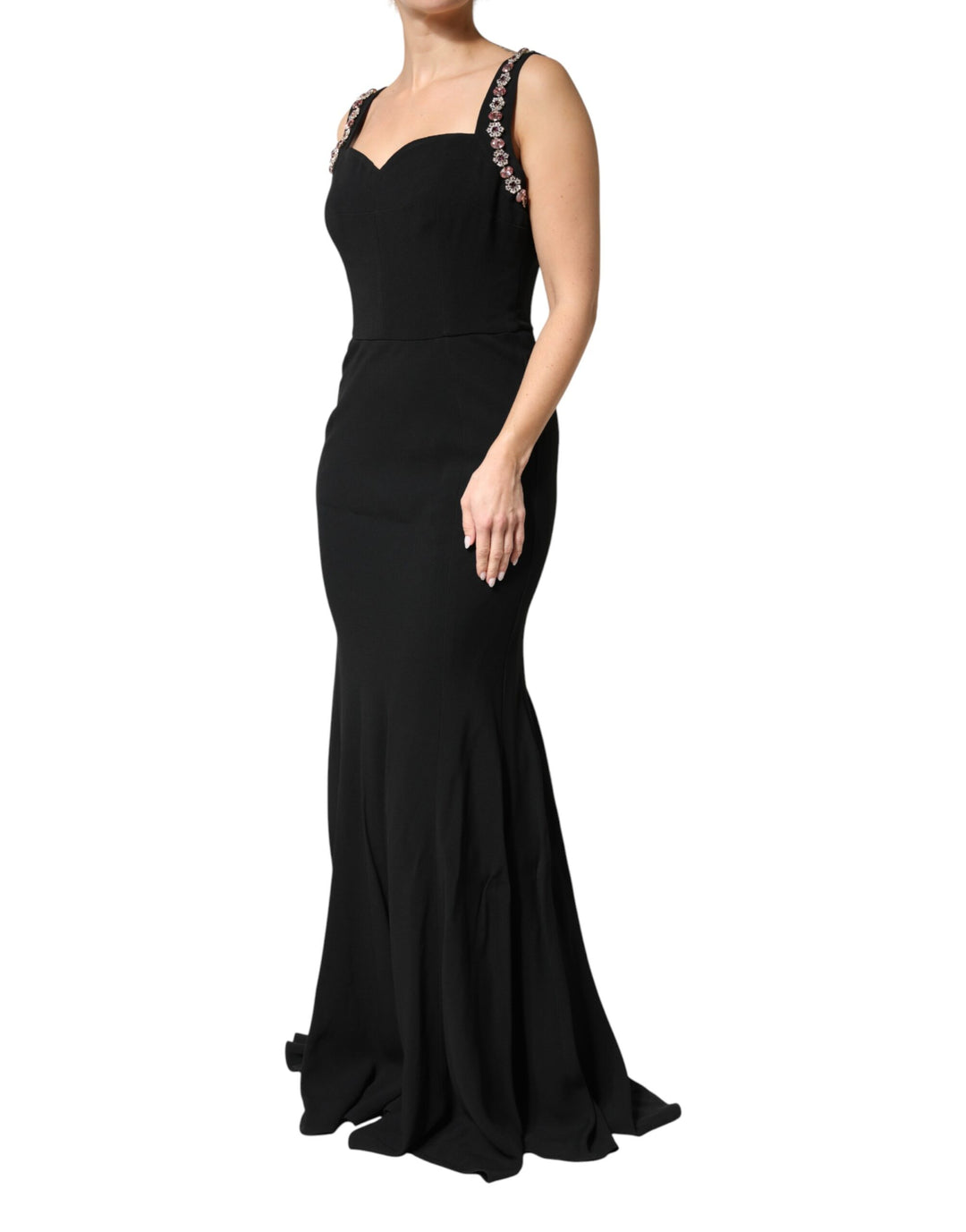 Dolce & Gabbana Black Embellished Bodycon Long Gown Dress by Dolce & Gabbana outlet now on sale
