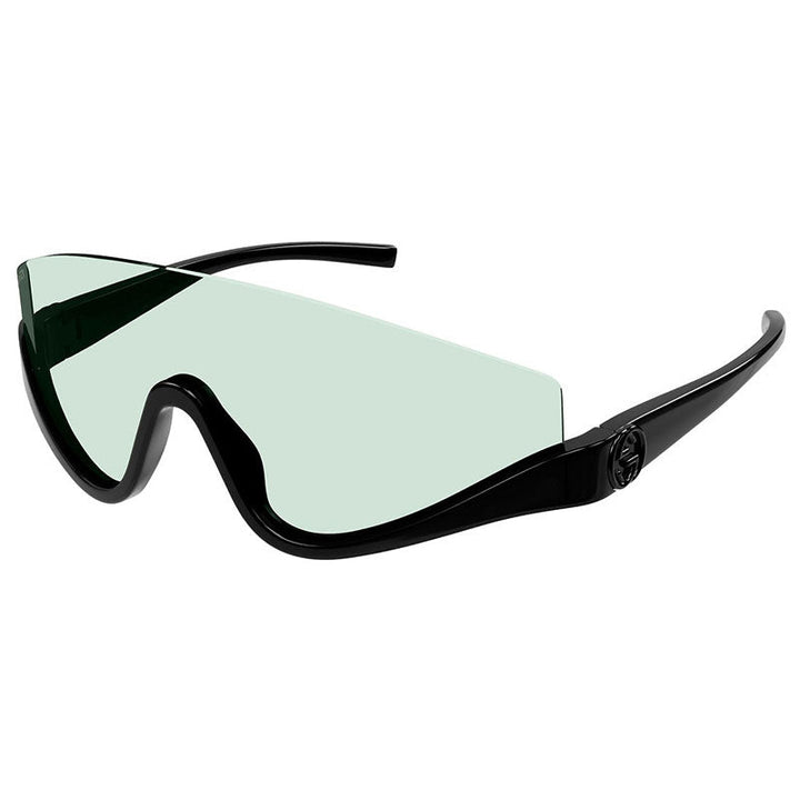 Gucci Shield Semi Rim, with a Shiny Black frame and Green lens.