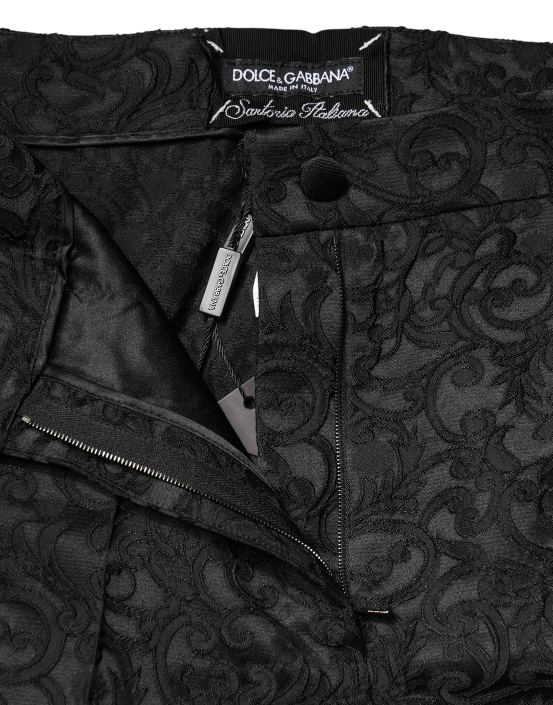 Dolce & Gabbana Black Floral Brocade High Waisted Trouser Pants by Dolce & Gabbana outlet now on sale