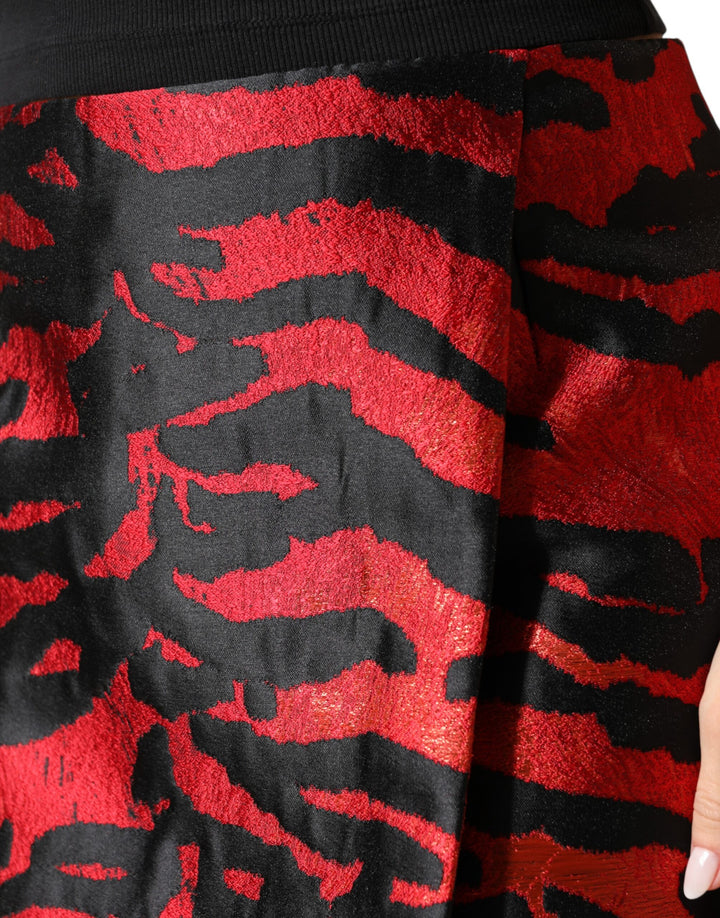 Dolce &amp; Gabbana Black Red Jacquard High Waist Mini Skirt by Dolce &amp; Gabbana outlet now on sale