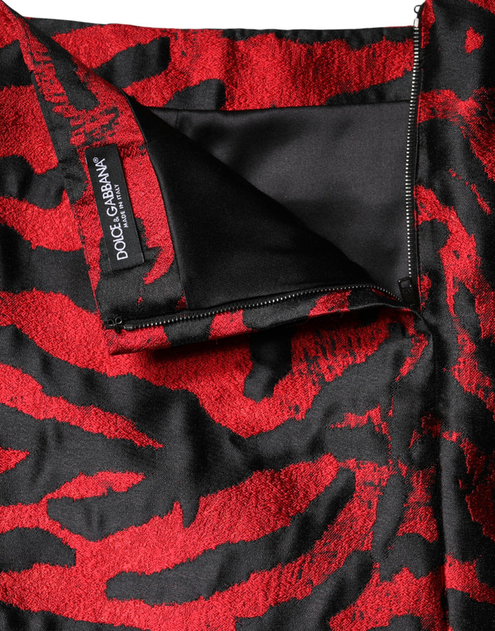 Dolce &amp; Gabbana Black Red Jacquard High Waist Mini Skirt by Dolce &amp; Gabbana outlet now on sale