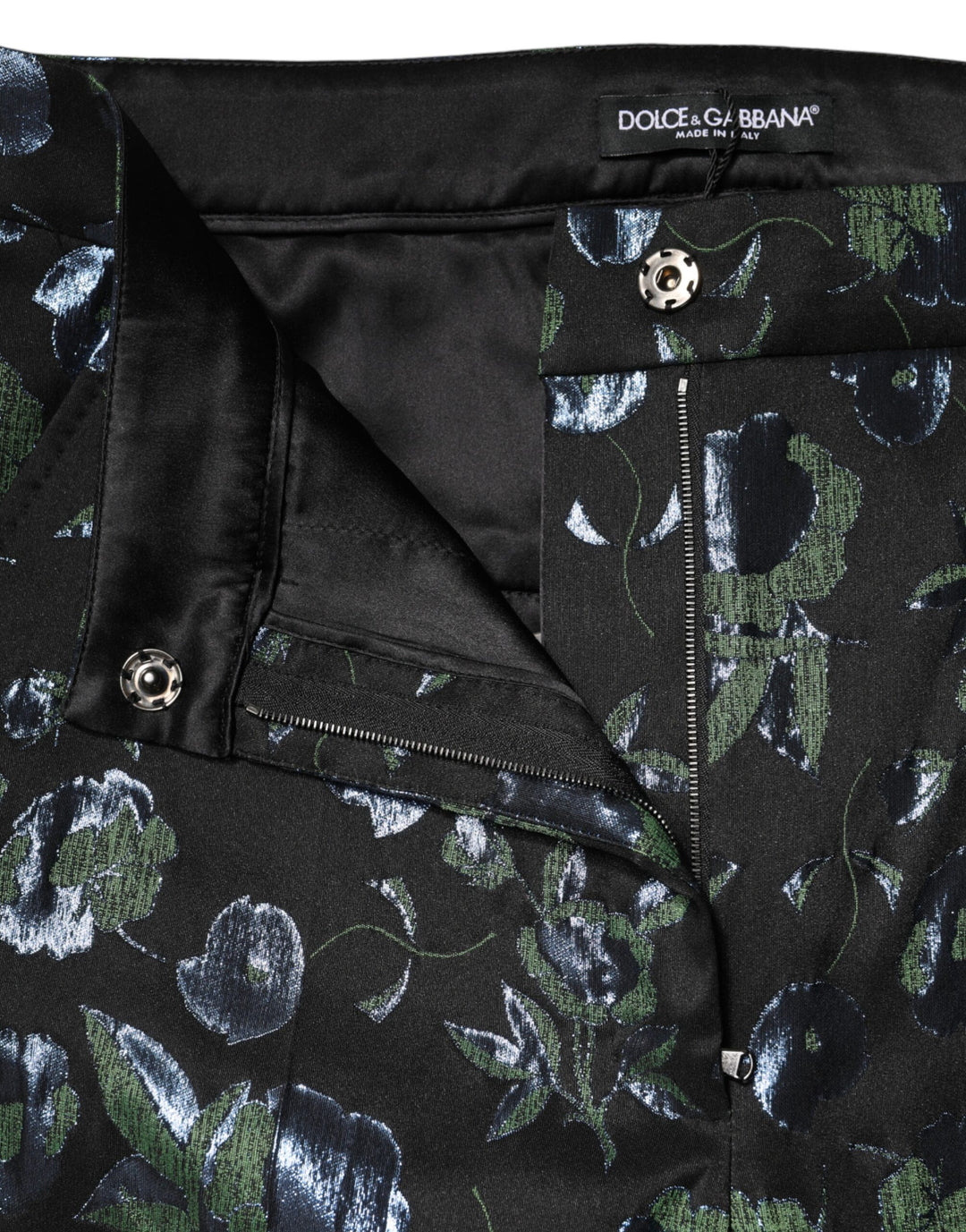 Dolce & Gabbana BlueGreen Floral Metallic Slim Trouser Pants by Dolce & Gabbana outlet now on sale
