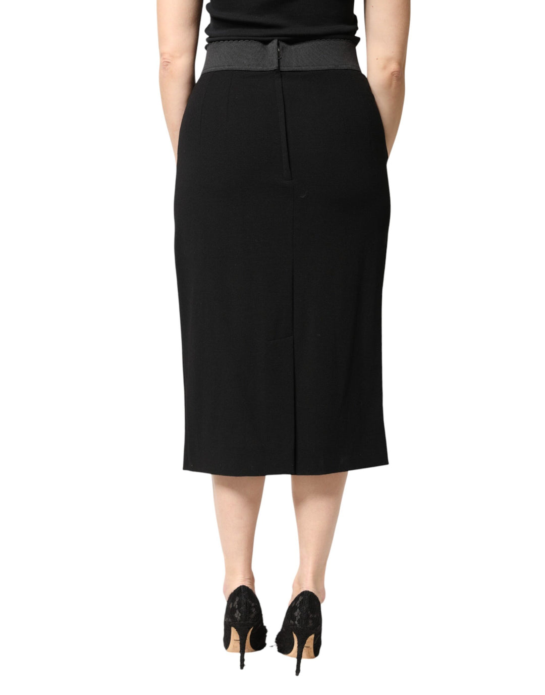 Dolce &amp; Gabbana Black Wool High Waist Pencil Cut Midi Skirt by Dolce &amp; Gabbana outlet now on sale