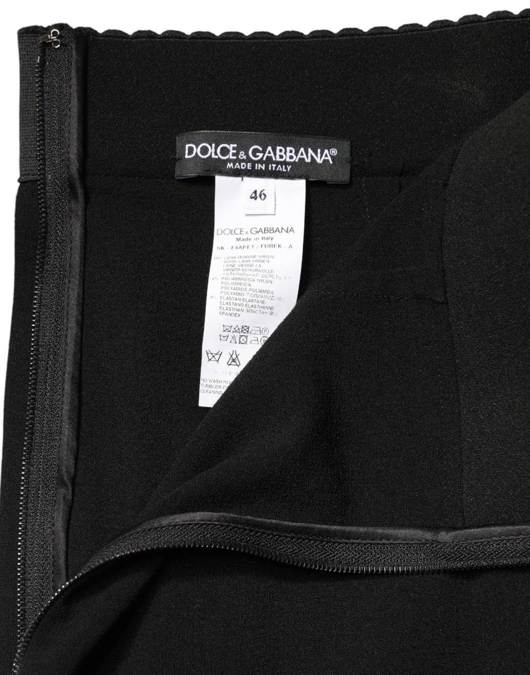 Dolce &amp; Gabbana Black Wool High Waist Pencil Cut Midi Skirt by Dolce &amp; Gabbana outlet now on sale
