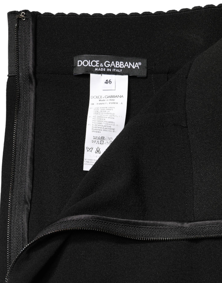 Dolce &amp; Gabbana Black Wool High Waist Pencil Cut Midi Skirt by Dolce &amp; Gabbana outlet now on sale