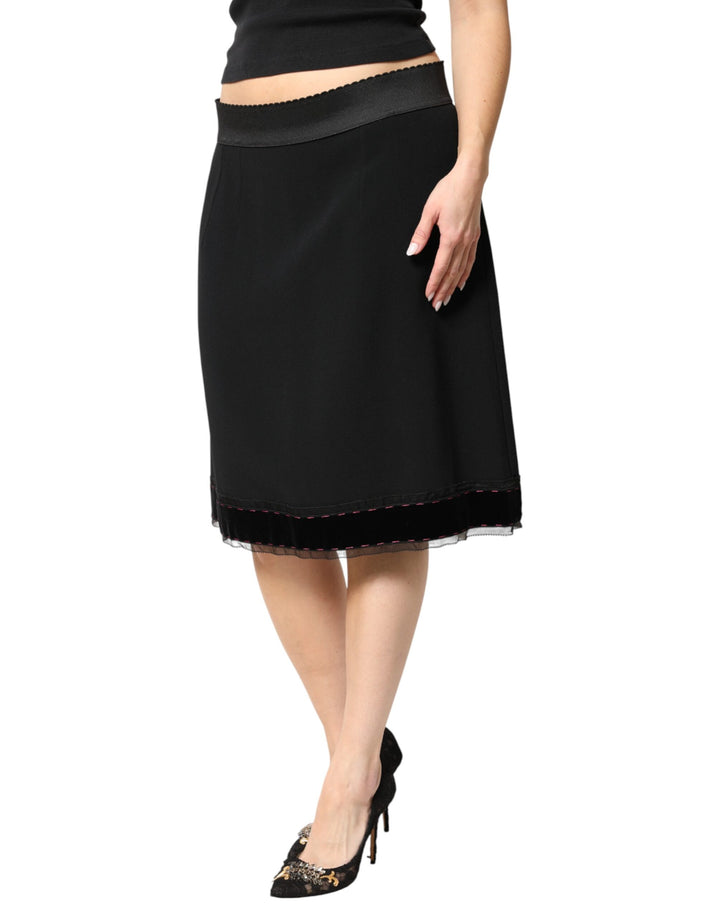 Dolce & Gabbana Black Mid Waist A-line Knee Length Skirt by Dolce & Gabbana outlet now on sale