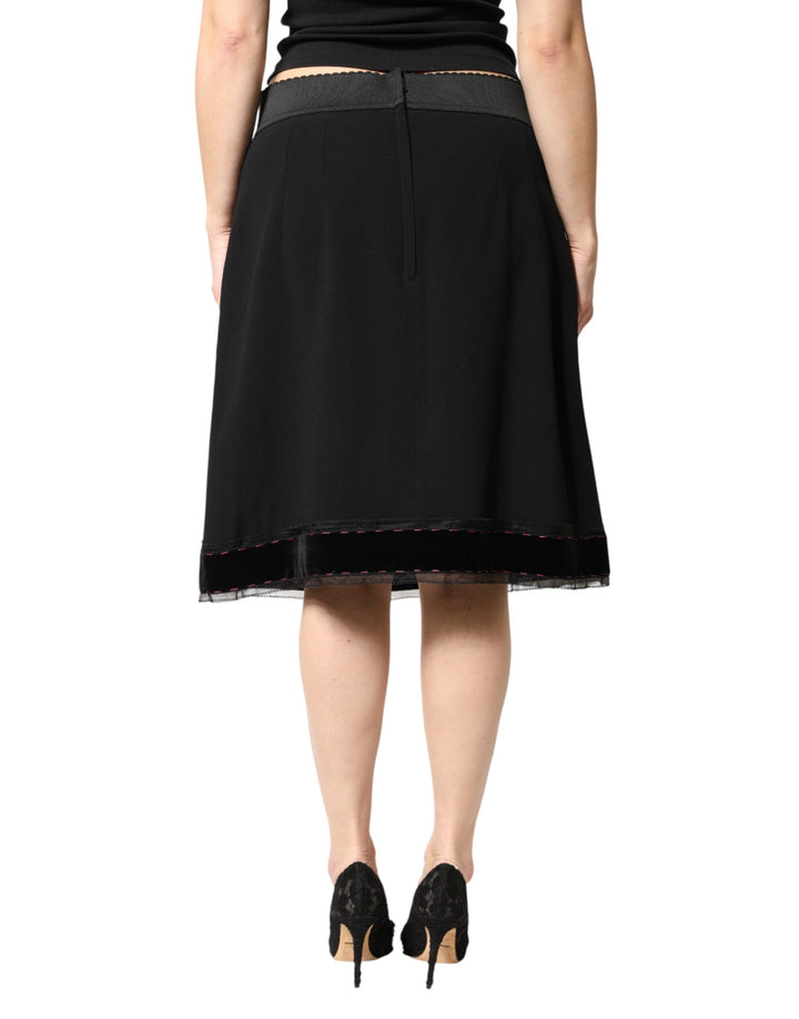 Dolce & Gabbana Black Mid Waist A-line Knee Length Skirt by Dolce & Gabbana outlet now on sale