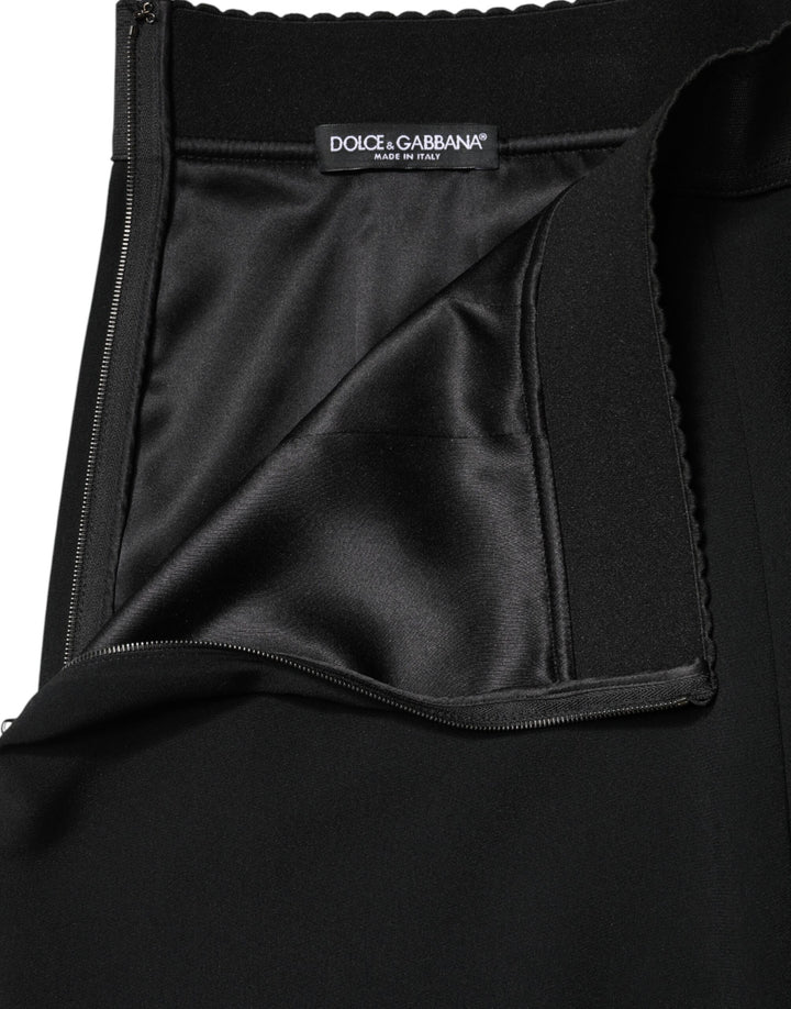 Dolce & Gabbana Black Mid Waist A-line Knee Length Skirt by Dolce & Gabbana outlet now on sale
