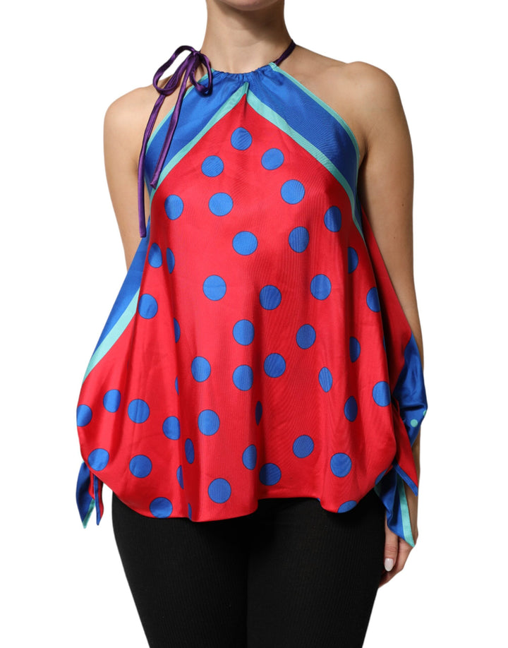 Dolce &amp; Gabbana Sample Sale Dolce &amp; Gabbana Multicolor Polka Dot Tie Halter Blouse Top - | Designer outlet