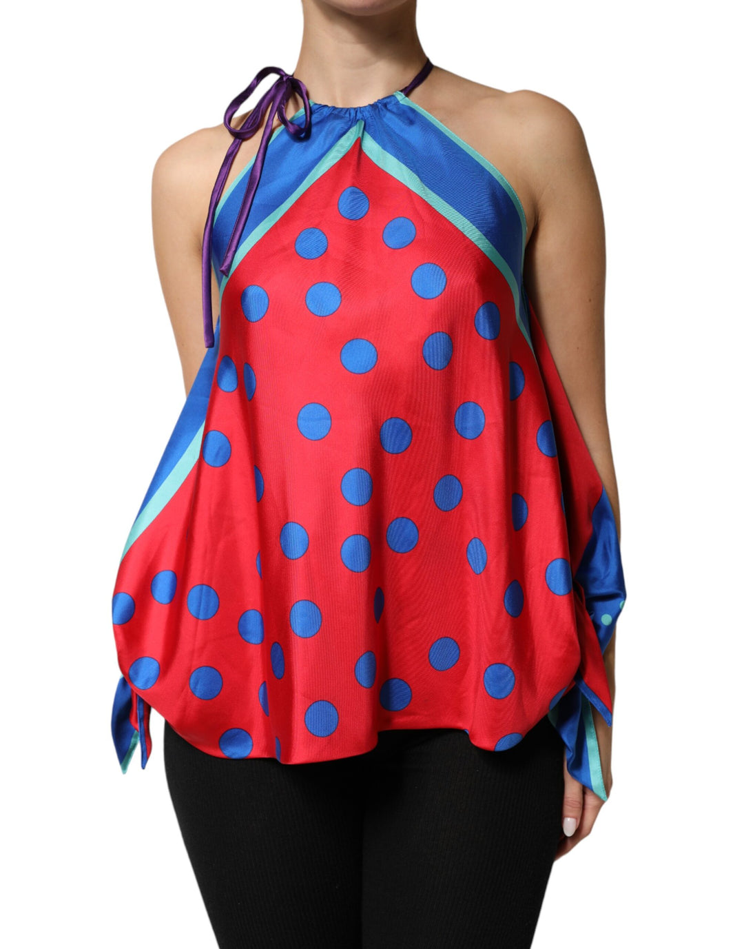 Dolce &amp; Gabbana Sample Sale Dolce &amp; Gabbana Multicolor Polka Dot Tie Halter Blouse Top - | Designer outlet