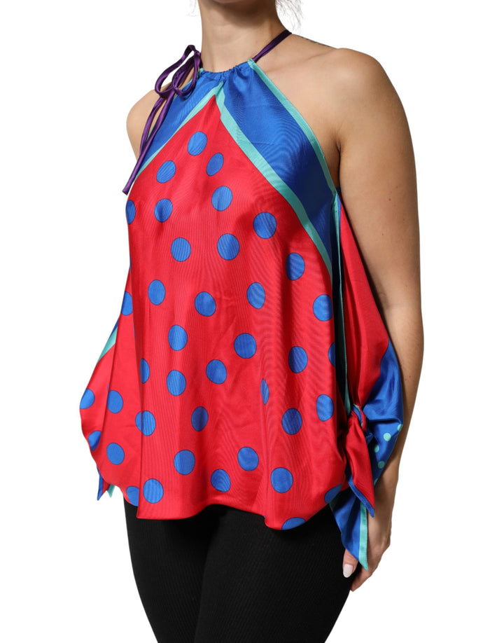 Dolce &amp; Gabbana Multicolor Polka Dot Tie Halter Blouse Top by Dolce &amp; Gabbana outlet now on sale