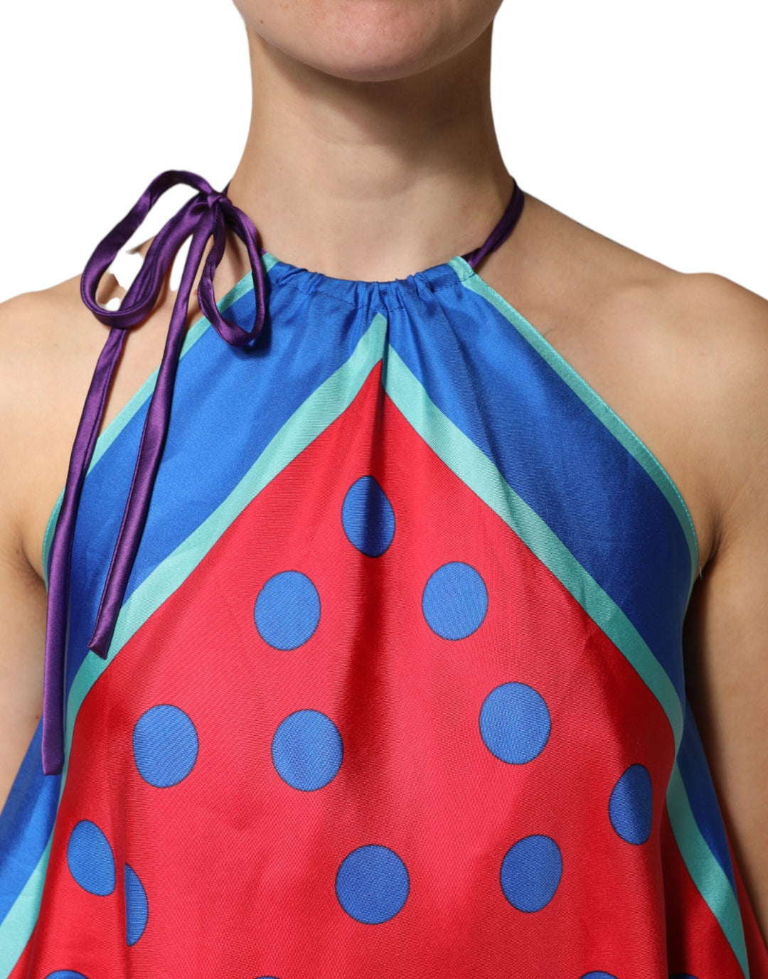Dolce &amp; Gabbana Sample Sale Dolce &amp; Gabbana Multicolor Polka Dot Tie Halter Blouse Top - | Designer outlet