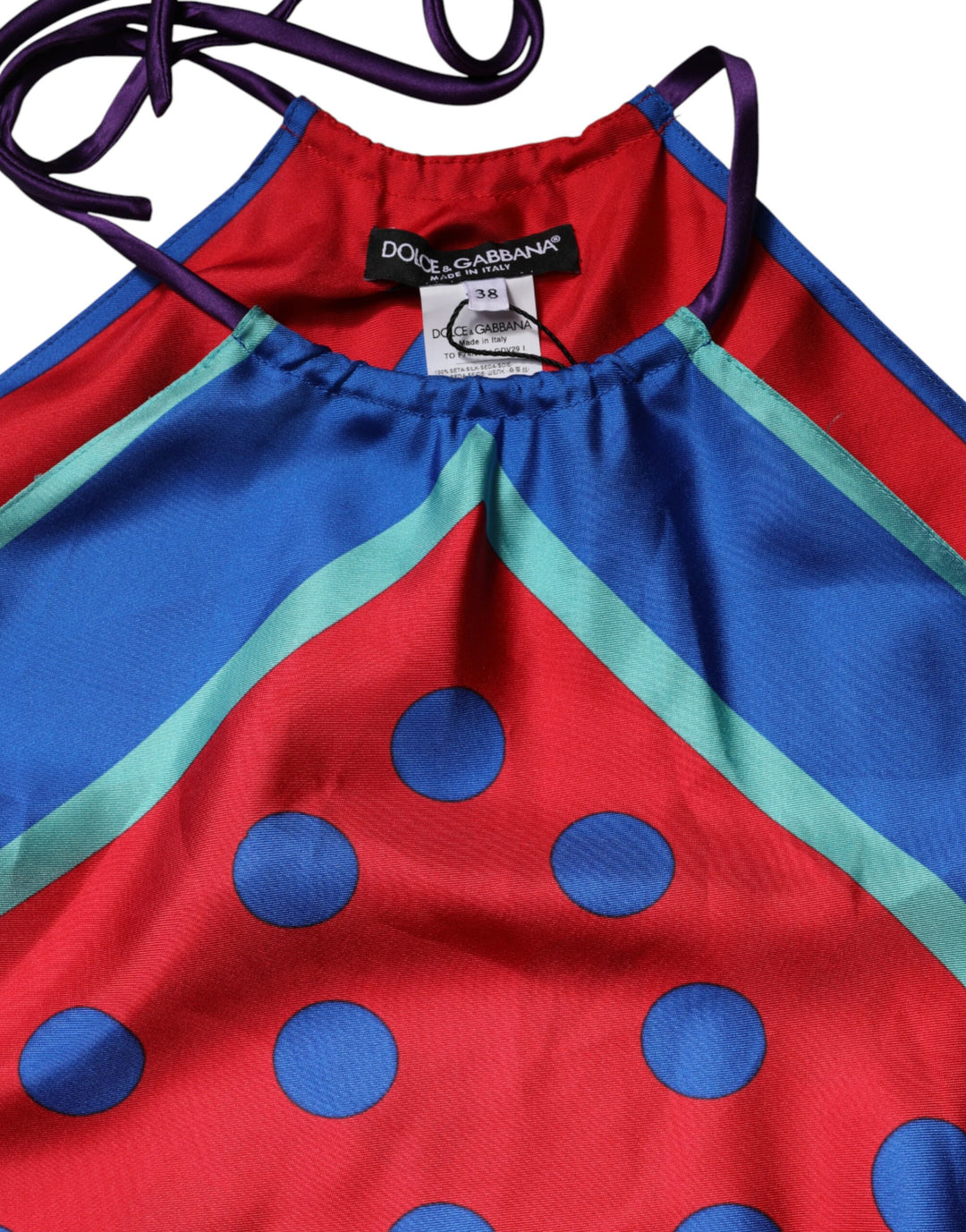 Dolce &amp; Gabbana Sample Sale Dolce &amp; Gabbana Multicolor Polka Dot Tie Halter Blouse Top - | Designer outlet