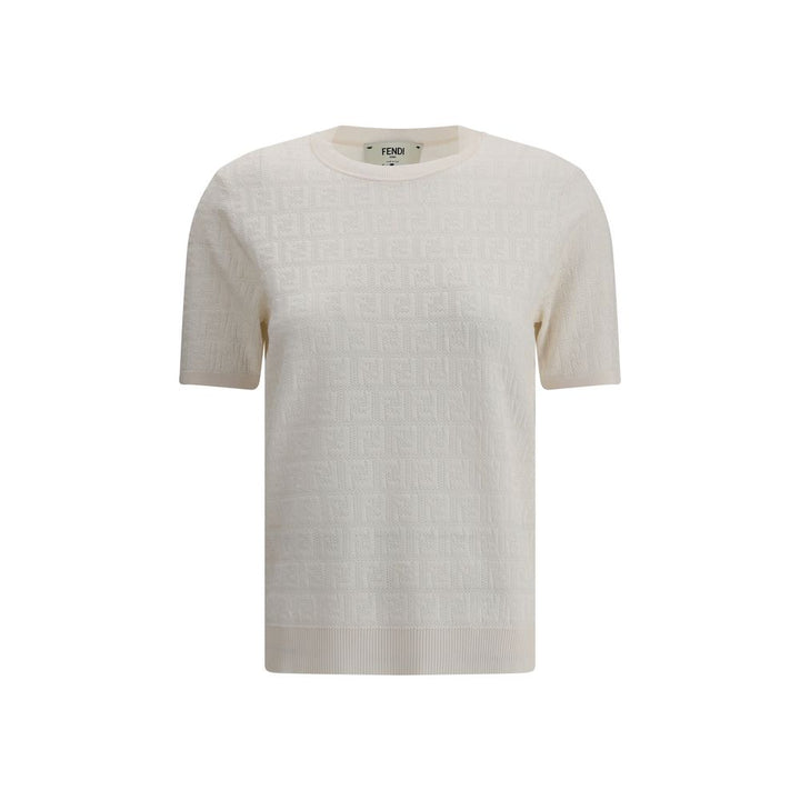 Fendi White Viscose T-Shirt by Fendi outlet now on sale