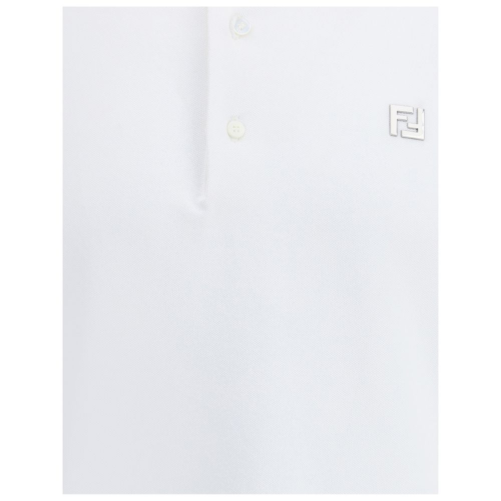 Fendi White Cotton Polo Shirt by Fendi outlet now on sale