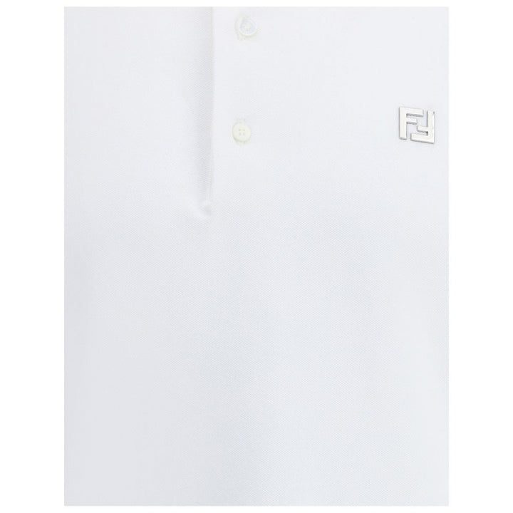 Fendi White Cotton Polo Shirt by Fendi outlet now on sale