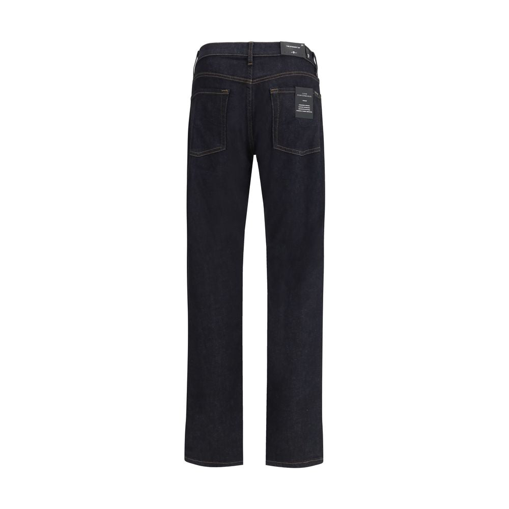 7FOR Blue Cotton Straight-Leg Jeans by 7FOR outlet now on sale