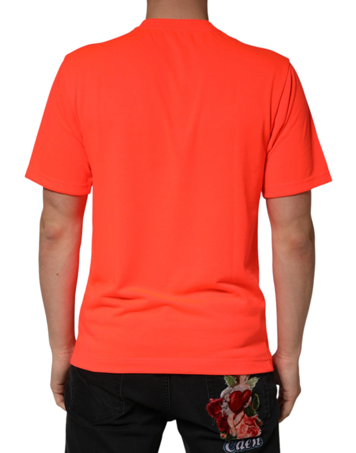 Dolce &amp; Gabbana Neon Orange Polyester Crew Neck Men T-shirt by Dolce &amp; Gabbana outlet now on sale