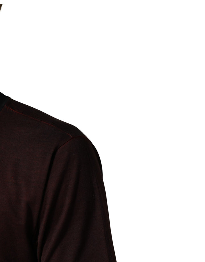 Dolce &amp; Gabbana Maroon DG Crown Cotton Crew Neck Men T-shirt by Dolce &amp; Gabbana outlet now on sale