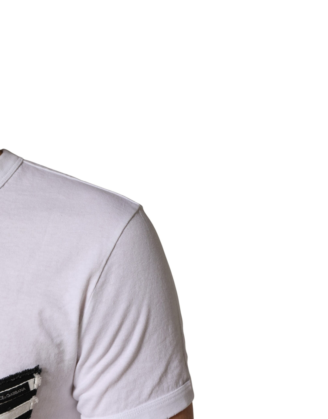 Dolce &amp; Gabbana White Stripes Cotton Crew Neck Tee T-shirt by Dolce &amp; Gabbana outlet now on sale