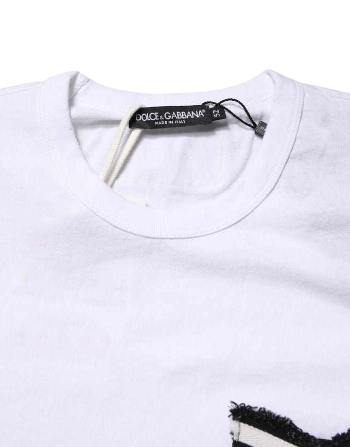 Dolce &amp; Gabbana White Stripes Cotton Crew Neck Tee T-shirt by Dolce &amp; Gabbana outlet now on sale