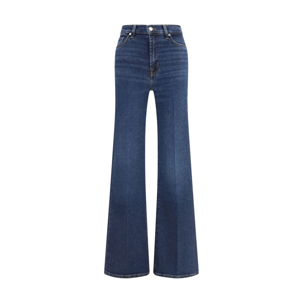 7FOR Blue Cotton Flared Jeans by 7FOR outlet now on sale