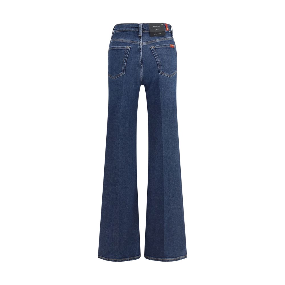 7FOR Blue Cotton Flared Jeans by 7FOR outlet now on sale
