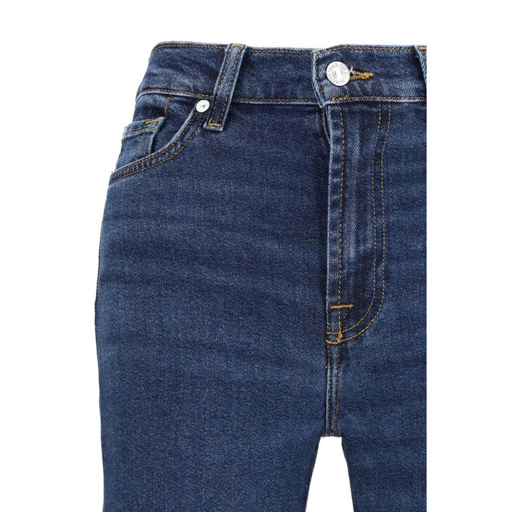 7FOR Blue Cotton Flared Jeans by 7FOR outlet now on sale