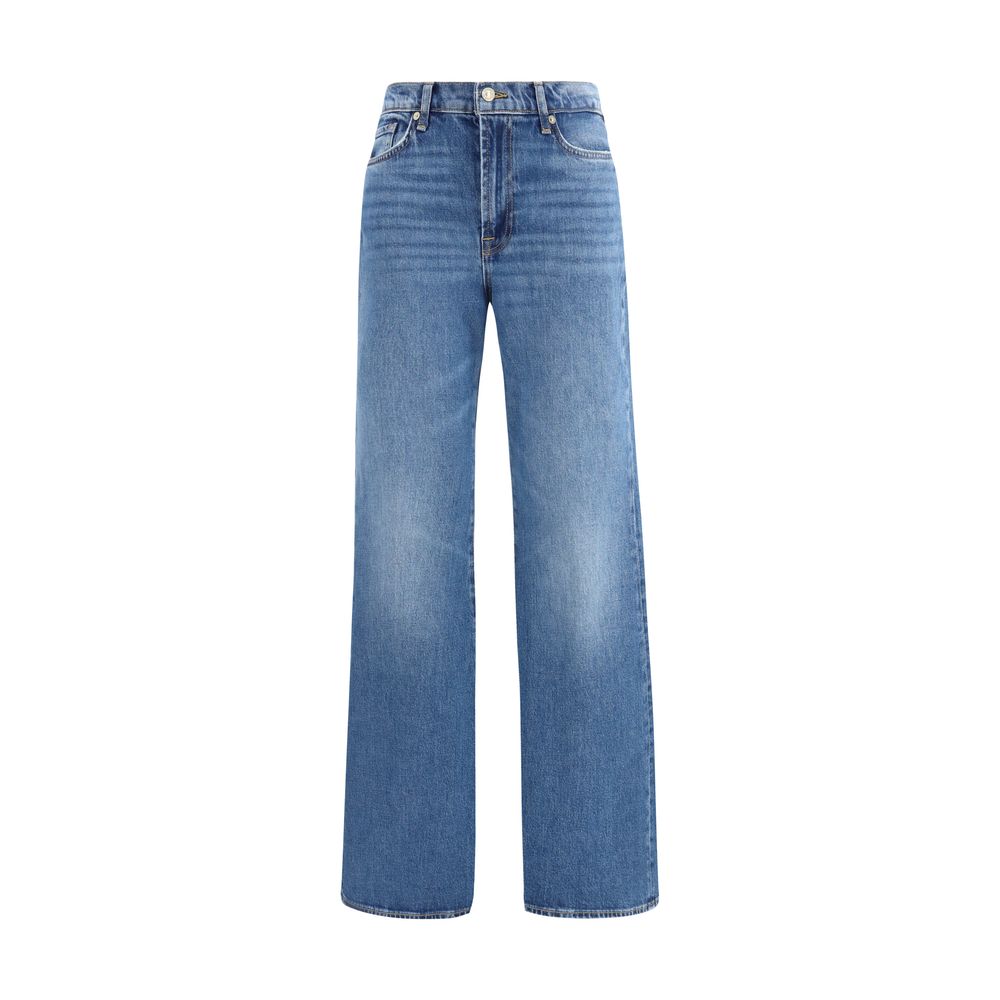 7FOR Blue Cotton Flared Jeans by 7FOR outlet now on sale