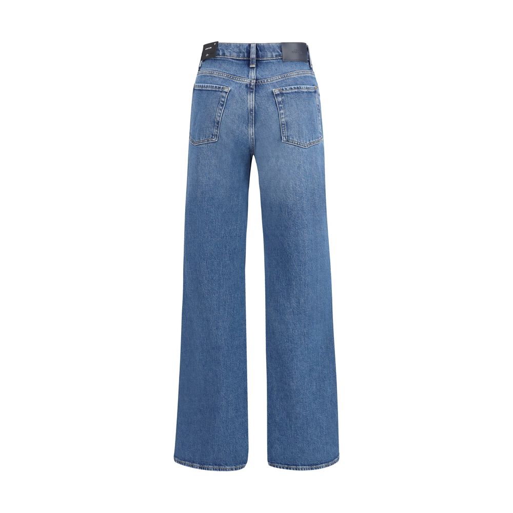 7FOR Blue Cotton Flared Jeans by 7FOR outlet now on sale
