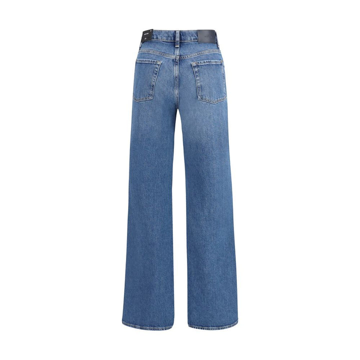 7FOR Blue Cotton Flared Jeans by 7FOR outlet now on sale
